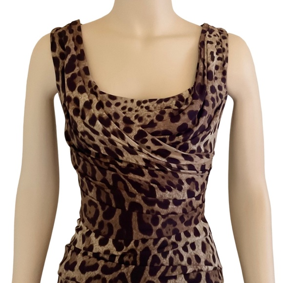 Dolce and Gabbana brown leopard sheath dress 40 - Picture 3 of 5